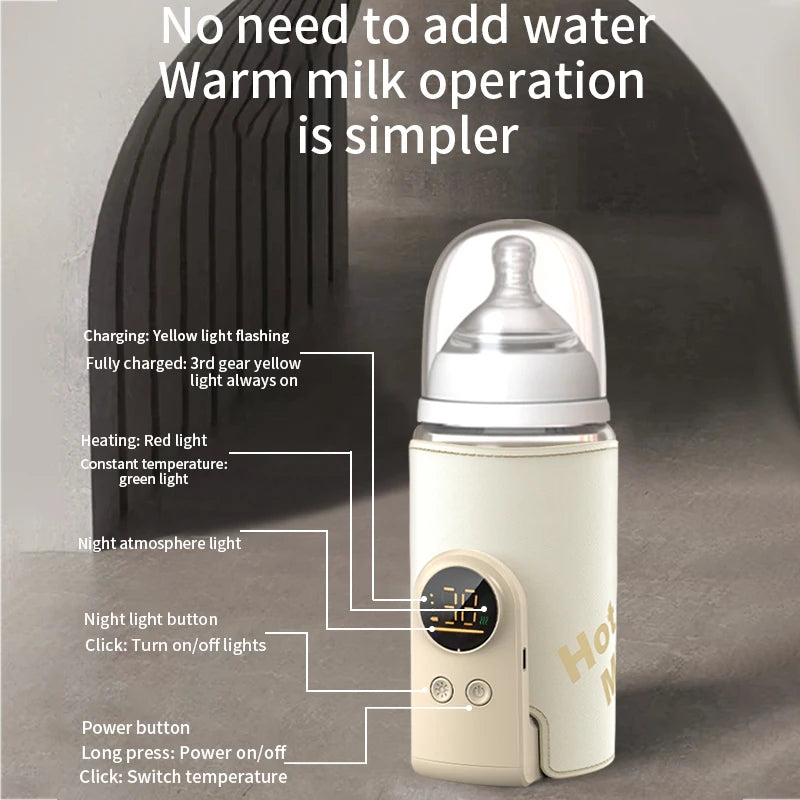 Multifunktionale Babyflasche, intelligente 6-Gang-Temperaturregelung, Wärmer, Bildschirm, Flaschenwärmer für Neugeborene, 6000 mAh