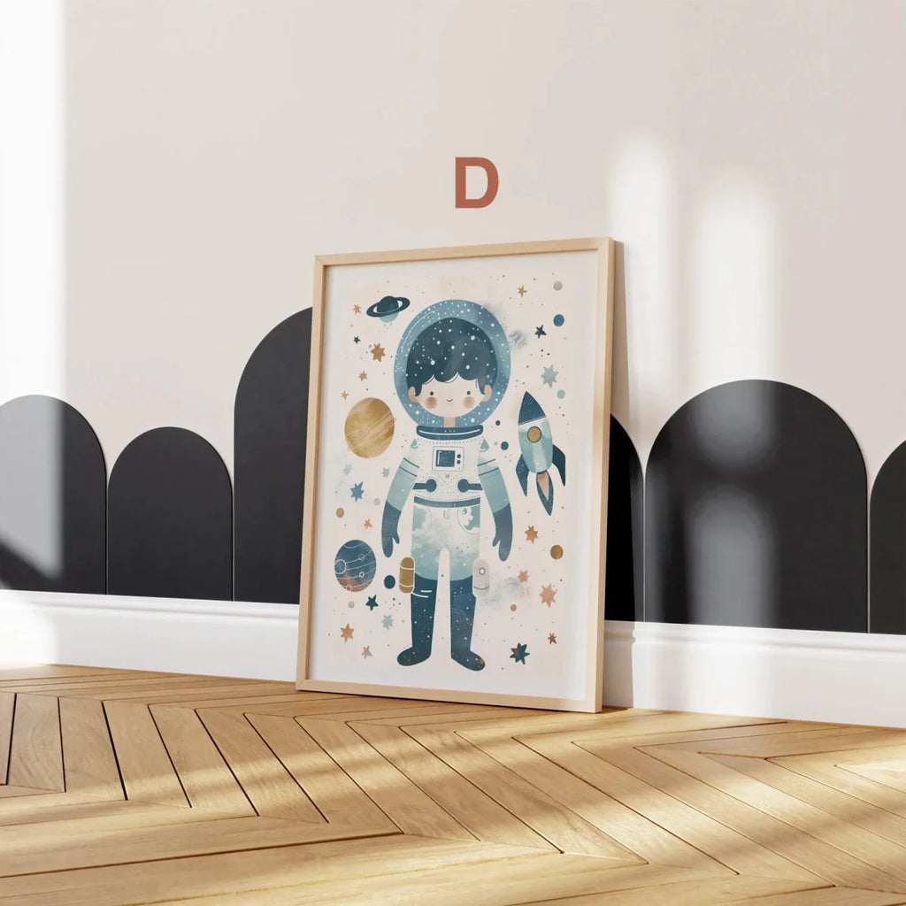 Astronaut Poster Kinderzimmer · Geschenkidee für Kinder · Kinderzimmer Deko · Weltraum Rakete & Planeten · Deko Print ohne Rahmen-5