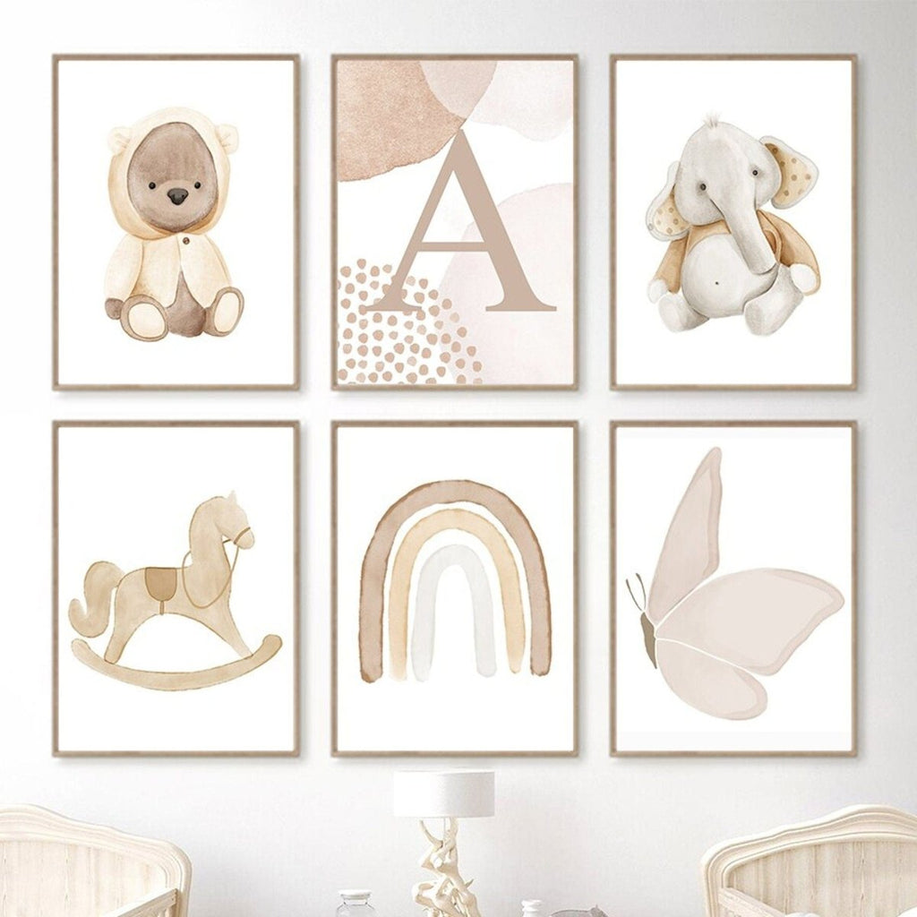 Poster für Kinderzimmer mit Tieren und Buchstabe als Deko Print ohne Rahmen-1