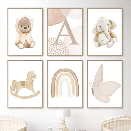 Poster für Kinderzimmer mit Tieren und Buchstabe als Deko Print ohne Rahmen-1